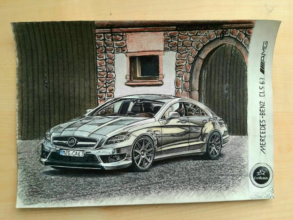 Рисование машин гелевыми ручками