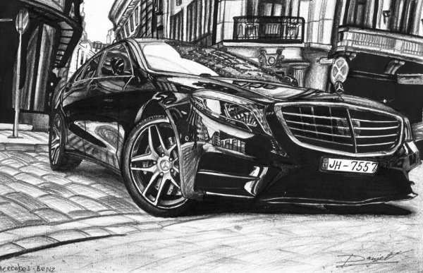 Рисунки автомобилей с цветными карандашами