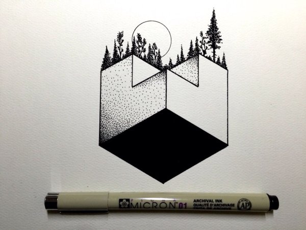 Рисунки чёрной ручкой