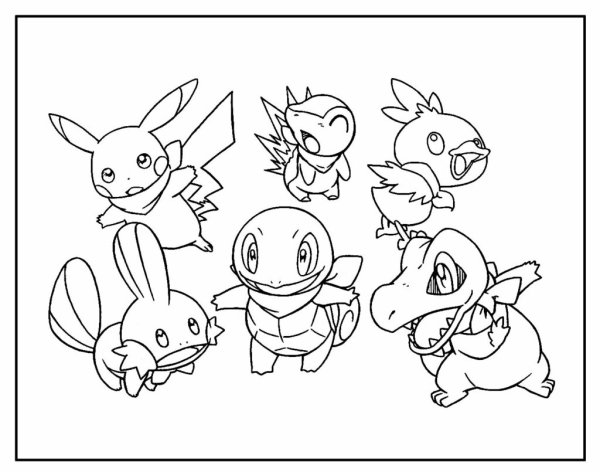 Легкая раскраска Пикачу