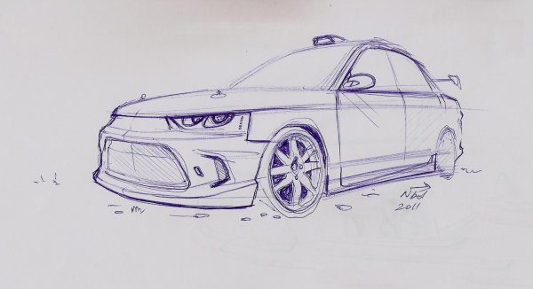 Рисунок автомобиля ручкой