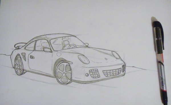 Рисунок автомобиля ручкой