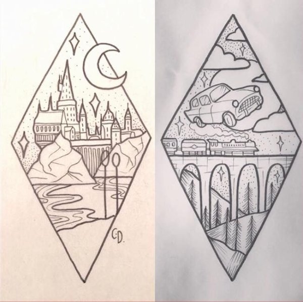 Хогвартс рисунок для срисовки