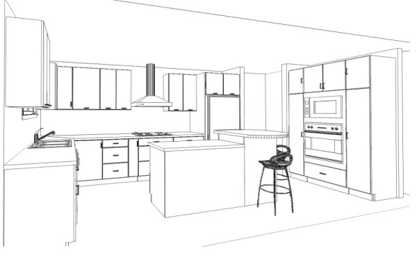 Кухня полуостров рисунок
