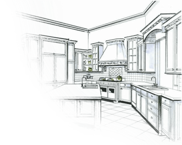 Эскиз интерьера кухни