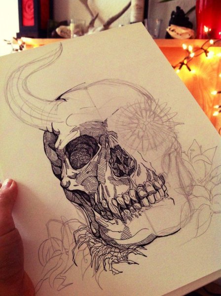 Скетчи ручкой череп