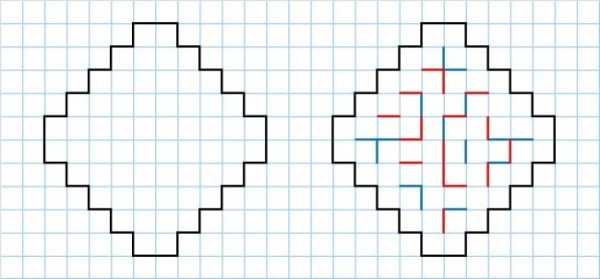 Ромб по клеточкам в тетради