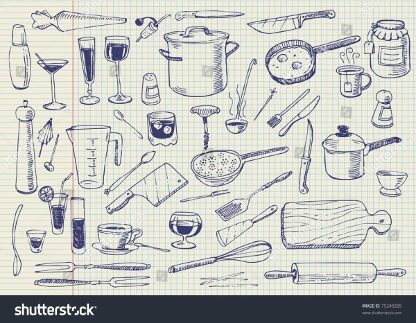 Кухонные принадлежности Наброски