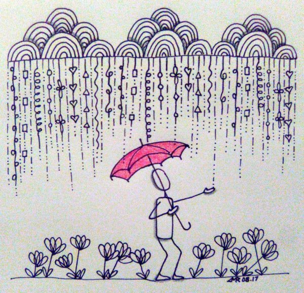 Наброски людей с зонтом