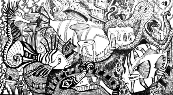 Графическая композиция подводный мир