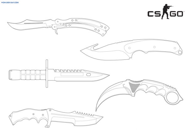 Чертёж ножа керамбит из стандофф 2