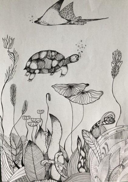 Графическая композиция подводный мир