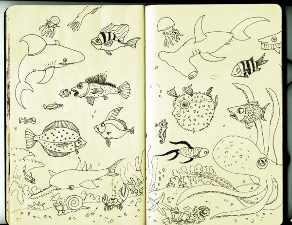 Морской мир в скетчбуке