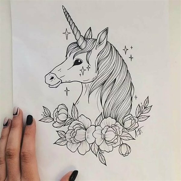 Единорог карандашом для срисовки