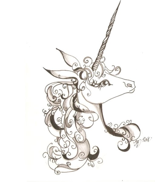 Unicorn draw Black and White