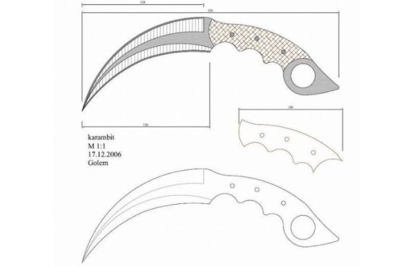 Ножи КС го чертежи керамбит