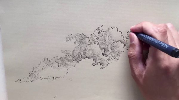 Облака гелевой ручкой