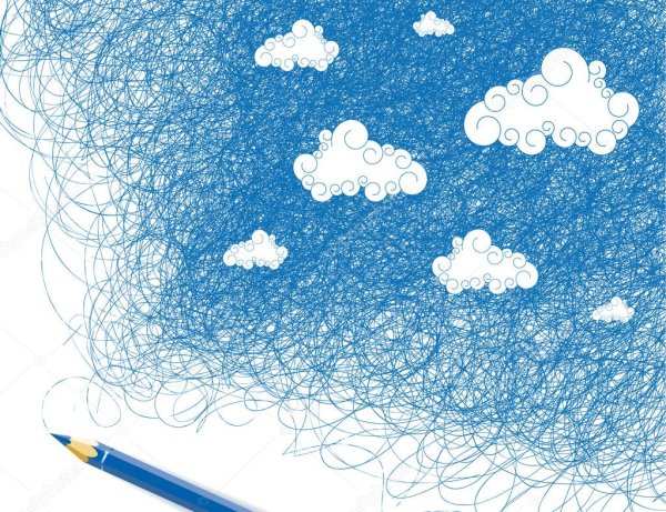 Голубое небо карандашом