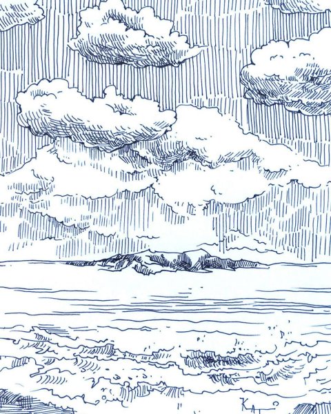 Облака гравюра