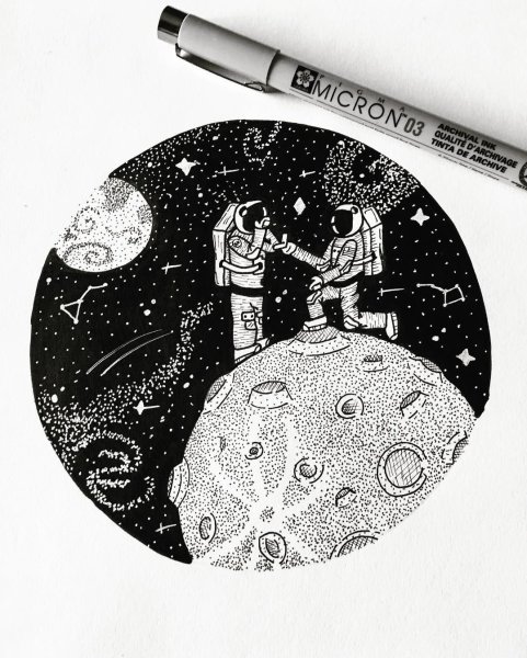 Рискунки чёрной ручкой