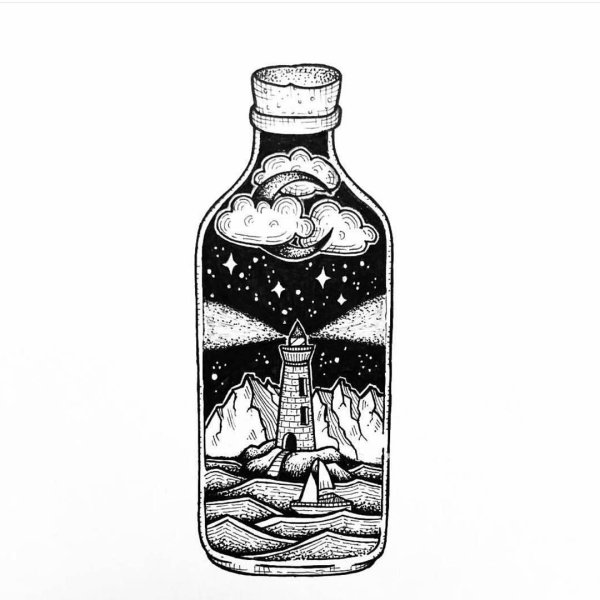 Эскиз бутылки воды