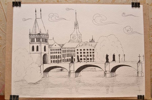 Зарисовки города ручкой