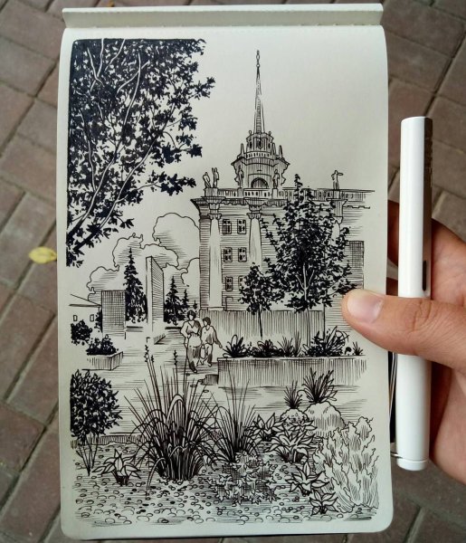 Город черной ручкой