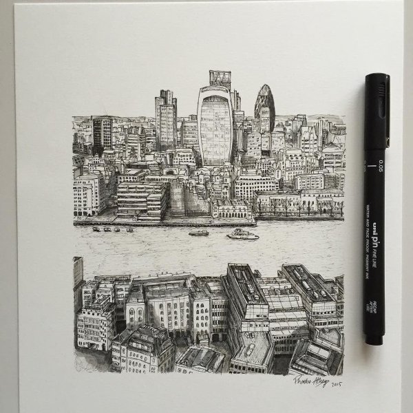 Город черной ручкой