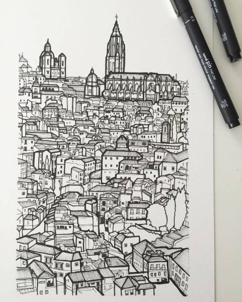 Город черной ручкой