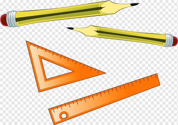 Линейка и карандаш на прозрачном фоне