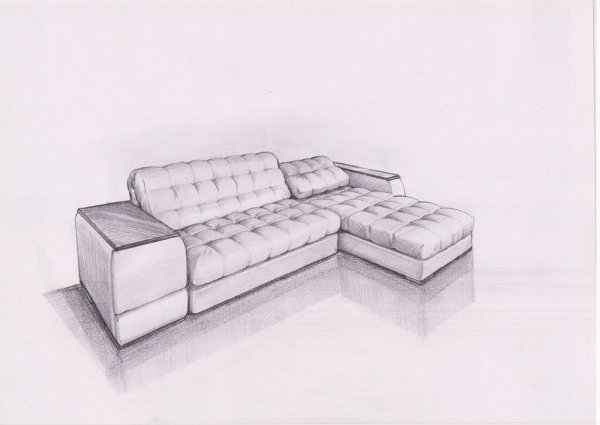 Как нарисовать диван пошагово