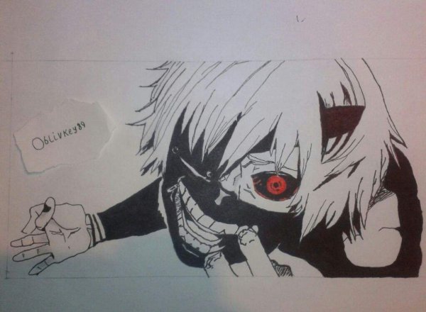 Канеки Кен вид спереди лицо