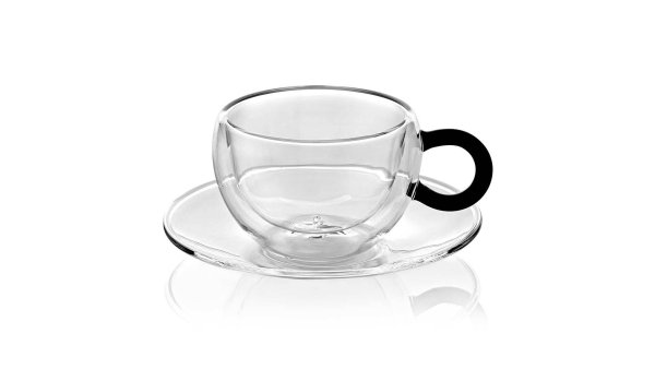 Чайная пара стеклянная прозрачная