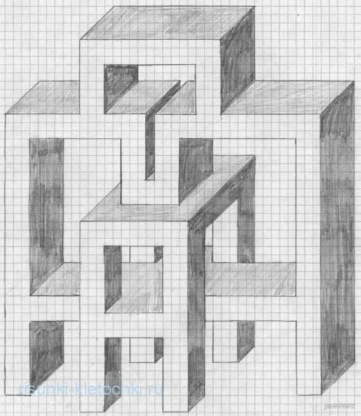 Геометрические фигуры карандашом по клеткам