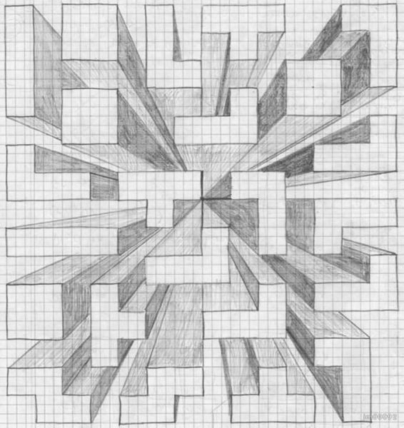 Узоры по клеточкам сложные объемные