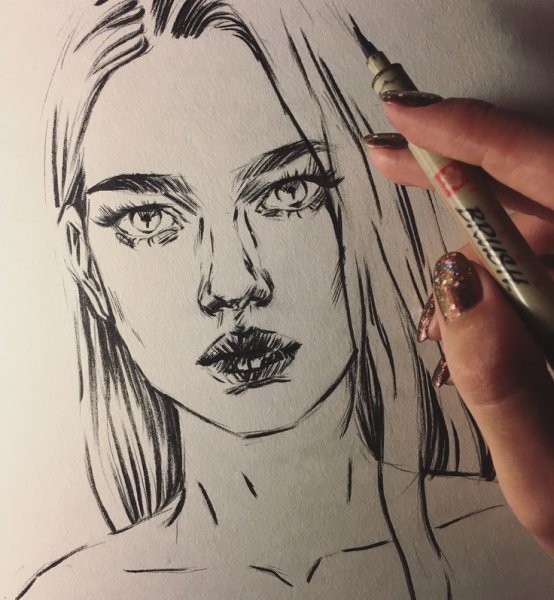 Портрет девушки ручкой