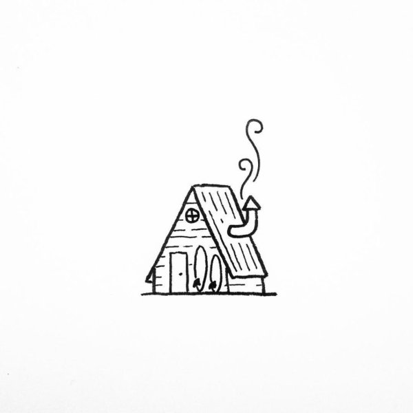 Домики черной ручкой