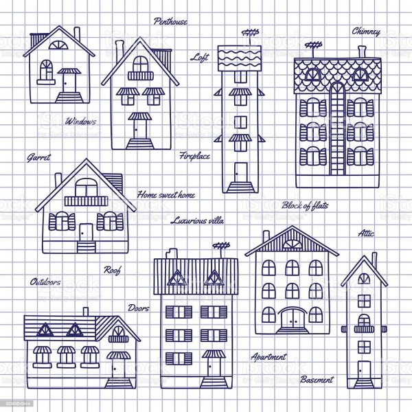 Схемы домик в тетради