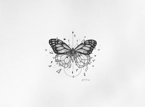 Эскиз тату бабочка Минимализм