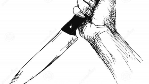 Нарисованная рука с ножом