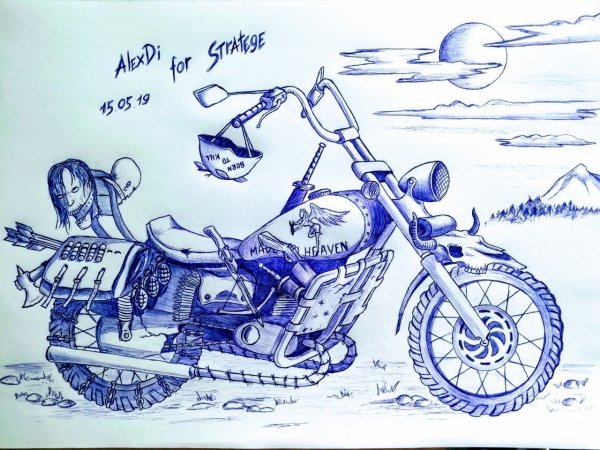 Мотоцикл рисунок ручкой