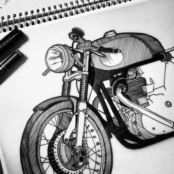 Мотоцикл рисунок ручкой