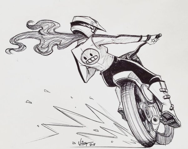 Мотоциклист рисунок карандашом