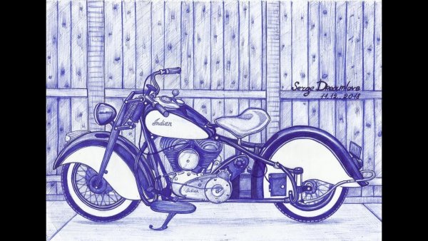 Рисуем ручкой мотоцикл