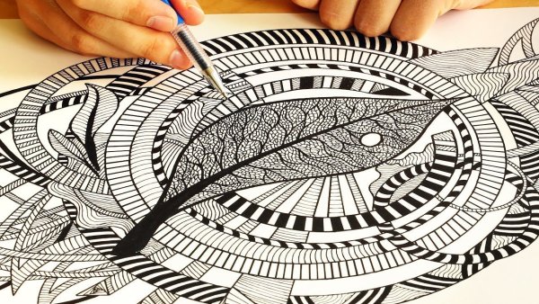 3д рисунки гелевой ручкой