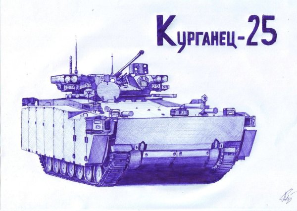 Танк на тетрадном листе