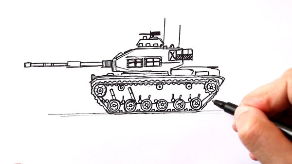 Танк на листе в клеточку