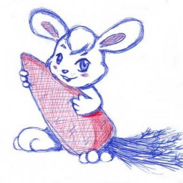 Нарисовать зайчика ручкой