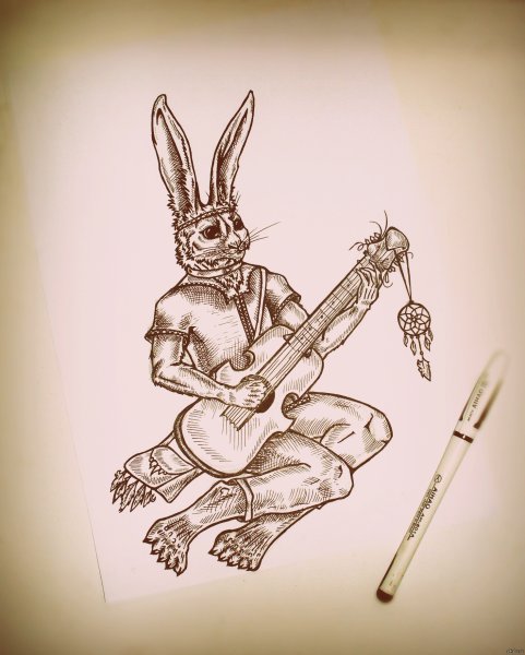 Заяц с электрогитарой