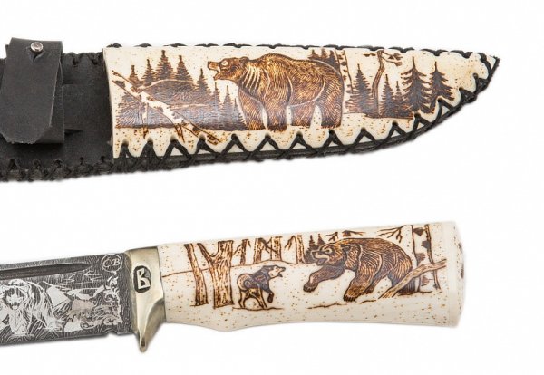 Травление на рукоятке ножа